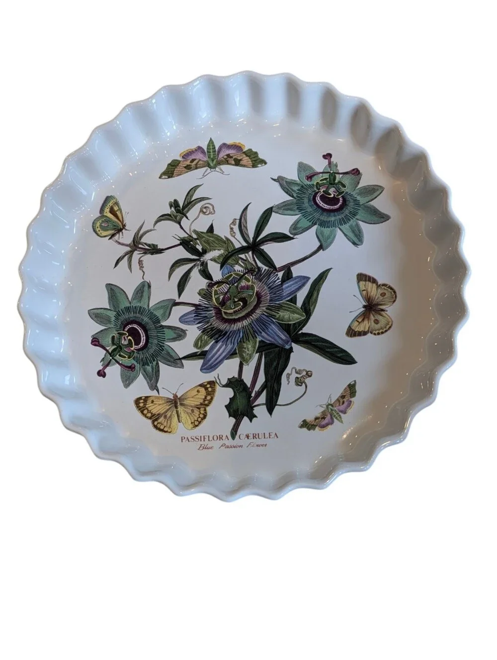 Vintage Portmeirion Fully Vitrified Botanic Garden Blue Passion Flower Oven Dish